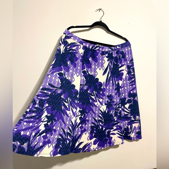 JACLYN SMITH FLORAL PURPLE MIDI SKIRT SUMMER SPRING OFFICE SIZE XXL - Picture 4 of 8